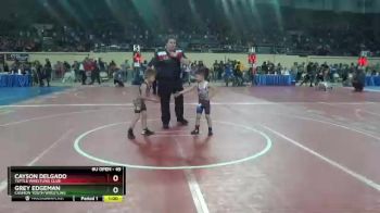 49 lbs Cons. Round 2 - Cayson Delgado, Tuttle Wrestling Club vs Grey Edgeman, Cashion Youth Wrestling