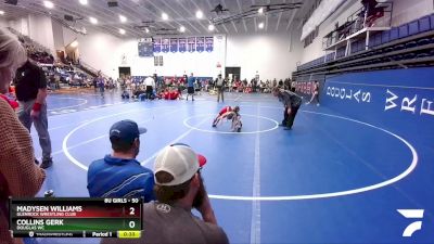 50 lbs Round 3 - Collins Gerk, Douglas WC vs Madysen Williams, Glenrock Wrestling Club