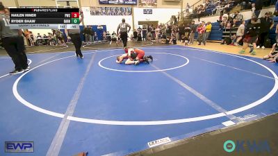 75 lbs Quarterfinal - Hailen Hiner, Pawnee Wrestling Club vs Ryder Shaw, Barnsdall Youth Wrestling