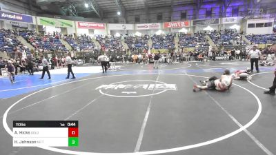 110 lbs Consi Of 8 #1 - Adam Hicks, Dolores Bears vs Hunter Johnson, No Team