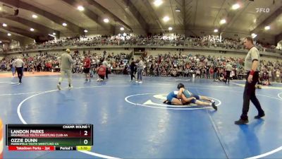 80 lbs Champ. Round 1 - Landon Parks, Higginsville Youth Wrestling Club-AA vs Ozzie Dunn, Marshfield Youth Wrestling-AA 