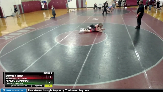 120 lbs Round 5 - Owen Rhode, Anoka Youth Wrestling vs Sidney Anderson ...