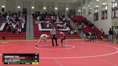 127 lbs Round 1 - Harrison Tyus, Hewitt Trussville Middle School vs Ryland Stanley, Saint Clair County