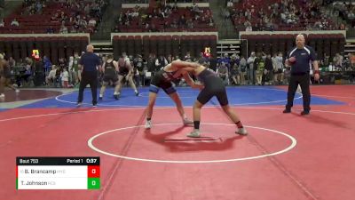 158 lbs Cons. Round 5 - Bridger Brancamp, Mine Yard Dogs Wrestling Club vs Tyler Johnson, Rapid City Stevens