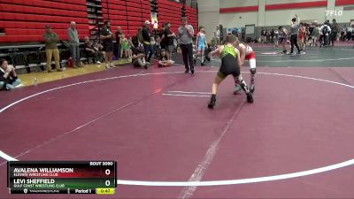 85 lbs Cons. Semi - Levi Sheffield, Gulf Coast Wrestling Club vs Avalena Williamson, Elevate Wrestling Club