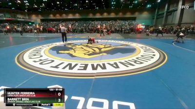 91-99 lbs Round 2 - Barrett Brin, Spanish Springs Wrestling Club vs Hunter Ferreira, Ceres Pups Wrestling Club