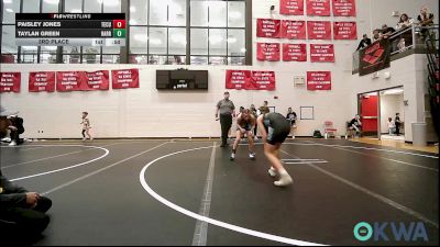 91 lbs 3rd Place - Paisley Jones, Tecumseh Youth Wrestling vs Taylan Green, Harrah Little League Wrestling