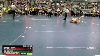 95 lbs Cons. Round 2 - Ben Frame, Sutherland Youth Wrestling vs Carson Foote, Midwest Destroyers