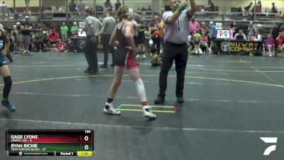 130 lbs Round 4 (6 Team) - Gage Lyons, Lowell WC vs Ryan Richie, Team Gotcha Black