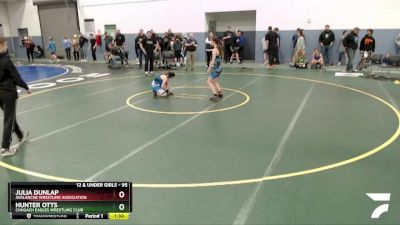 95 lbs X Bracket - Hunter Otts, Chugach Eagles Wrestling Club vs Julia Dunlap, Avalanche Wrestling Association