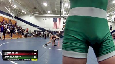 120 lbs Cons. Round 2 - Carter Schall, Green vs John Paul Hatgas, Holy Name High School