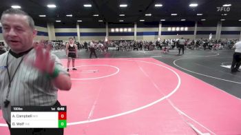 190 lbs Consi Of 8 #1 - Ayden Campbell, Red Wave WC vs Daymein Wolf, The Wolves Den