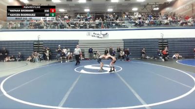 63 lbs Champ. Round 2 - Nathan Erdmann, 208 Badgers Wrestling Club vs Kaycen Rodriguez, Hawk Wrestling Club