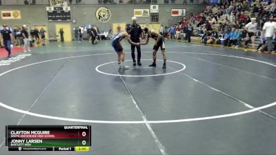 160 lbs Quarterfinal - Clayton McGuire, South Anchorage High School vs Jonny Larsen, Bartlett High