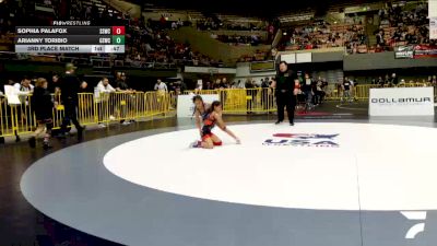 Intermediate Girls - 62 lbs 3rd Place Match - Sophia Palafox, Southwest Stallions Wrestling Club vs Arianny Toribio, G-Style Wrestling Club