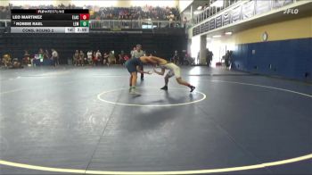 165 lbs Cons. Round 2 - Robbie Rael, Lemoore College vs Leo Martinez, East Los Angeles College