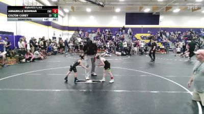 50 lbs Semifinal - Colton Corey, Carolina Reapers vs Annabelle Bowman, Cobra Wrestling Club