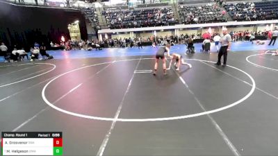 7th - 8th grade - 123 Champ. Round 1 - Mason Helgeson, Iowa vs Adrian Grosvenor, Siouxland Wrestling Academy