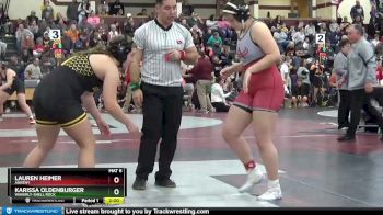 166-167 lbs 1st Place Match - Lauren Heimer, Ankeny vs Karissa Oldenburger, Waverly-Shell Rock