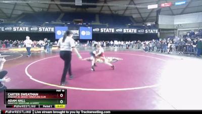 86 lbs Cons. Round 3 - Carter Sweatman, Hoquiam Jr. Grizzly Wrestling Club vs Adam Hall, Whatcom Wrestling Academy