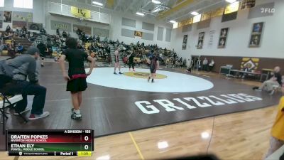 155 lbs Quarterfinal - Ethan Ely, Powell Middle School vs Draiten Popkes, Riverton Middle School