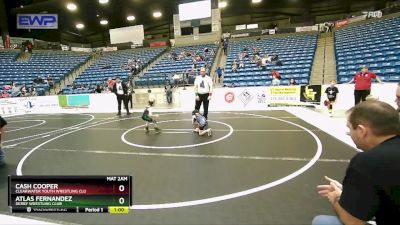 37-40 lbs Semifinal - Cash Cooper, Clearwater Youth Wrestling Clu vs Atlas Fernandez, Derby Wrestling Club