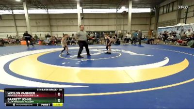 70 lbs Quarterfinal - Barrett Johns, All In Wrestling Academy vs Waylon VanMeer, Mountain Man Wrestling Club