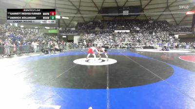 Boys 2A 120 lbs Champ. Round 1 - Derrick Bollinger, West Valley (Spokane) vs Garrett Reeves-Turner, Marysville Pilchuck
