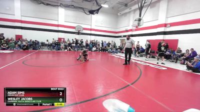 115-120 lbs Cons. Round 1 - Wesley Jacobs, Cameron Youth Wrestling Club vs Adam Sims, Mules Mat Club