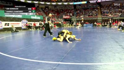 2A-120 lbs Cons. Round 4 - Garrett Pumphrey, Eddyville-Blakesburg-Fremont vs Jon Gonzalez, West Marshall