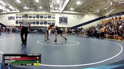 175 lbs Champ. Round 2 - Ryan Eddy, WestLake vs Luke Zwolinski, Lake Catholic