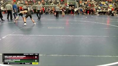 100 lbs Semifinal - William Van Bruggen, Siouxland Wrestling Academy vs Karsen Wragge, Pierce Warbirds