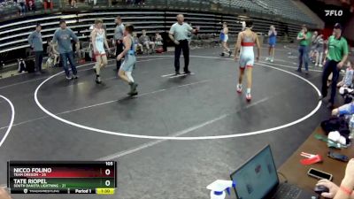 105 lbs Round 5 (6 Team) - Tate Riopel, South Dakota Lightning vs Nicco Folino, Team Oregon