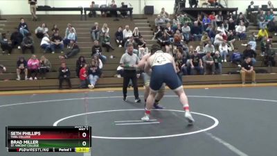 285 lbs Semifinal - Seth Phillips, Thiel College vs Brad Miller, St. Vincent College