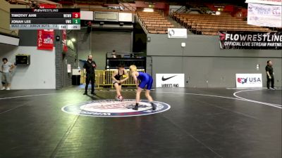 Junior Boys - 113 lbs Cons. Round 4 - Jonah Lee, Valhalla Wrestling Club vs Timothy Ahn, Will C Wood High School Wrestling