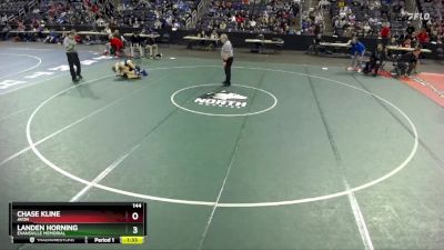 144 lbs Quarterfinal - Landen Horning, Evansville Memorial vs Chase Kline, Avon