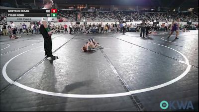 43 lbs 2nd Place - Greyson Waag, Keystone Kids Wrestling Club vs Tyler Korb, Vinita Kids Wrestling