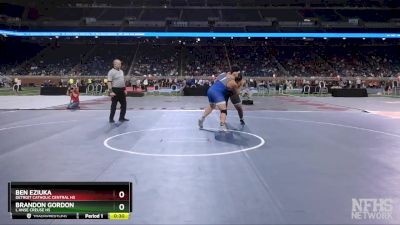 D1-285 lbs 7th Place Match - Brandon Gordon, L`Anse Creuse HS vs Ben Eziuka, Detroit Catholic Central HS