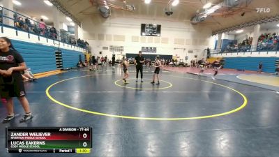 77-84 lbs Semifinal - Zander Weliever, Riverton Middle School vs Lucas Eakerns, Cody Middle School