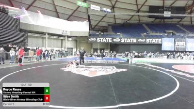 59 lbs Champ. Rd Of 16 - Royce Reyes, Victory Wrestling-Central WA vs Silas Smith, White River Hornets Wrestling Club