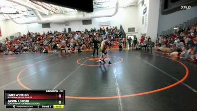 91 lbs Cons. Round 2 - Jason Unruh, Rocky Mountain Middle School vs Liam Winters, Riverton Middle School
