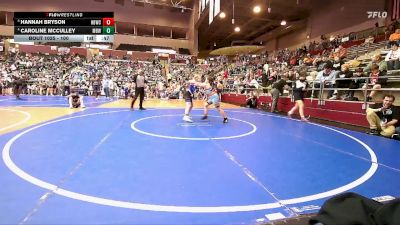 100 lbs Cons. Round 1 - Hannah Bryson, Honey Badger Wrestling Club vs Caroline McCulley, Mighty Bluebirds Wrestling