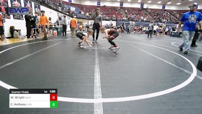 90 lbs Quarterfinal - Waylon Wright, Weatherford Youth Wrestling vs Callen Anthony, Lions Wrestling Academy