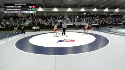 120 lbs Cons. Semis - Drake VomBaur, Bear Cave Wrestling Club vs Greysen Packer, Team Idaho Wrestling Club