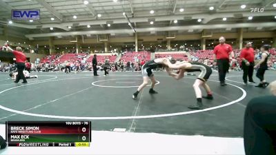 76 lbs Cons. Round 5 - Max Eck, Brawlers vs Breck Simon, Hays Wrestling Club