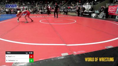 73 lbs Quarterfinal - Kasen Karl, Greater Heights Wrestling vs Benex Velasco, Triangle Wrestling Academy