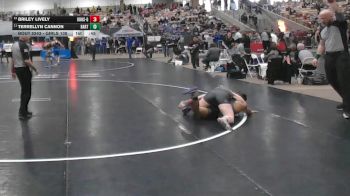 Girls 138 lbs Cons. Round 2 - Terrellyn Cannon, Bartlett High School Girls vs Briley Lively, Knoxville Halls High School Girls