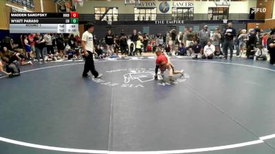 65-71 lbs Round 1 - Wyatt Paraso, Charger WC vs Madden Sanofsky, WEBER WARRIOR WRESTLING