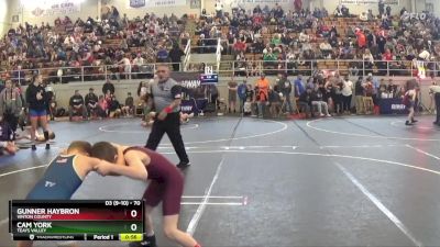 70 lbs Quarterfinal - Cam York, Teays Valley vs Gunner Haybron, Vinton County