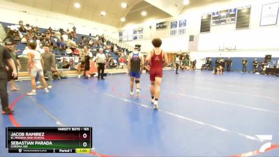 165 lbs Cons. Round 4 - Jacob Ramirez, El Modena High School vs Sebastian Parada, Corona 100